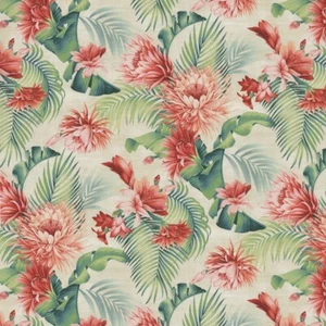 Tommy Bahama HARBOR ISLAND ALOE Cotton Red Tropical Floral Drapery Uph Fabric - Picture 1 of 1