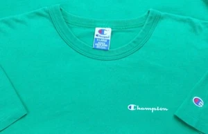 T-shirt vintage Champion taglia XLarge verde made in USA punto singolo blu etichetta logo - Foto 1 di 10
