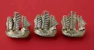 Rhinestone Galleon Sail Ship gold plate, 3D 2.5” STUNNING 3 Available Perfect - Picture 1 of 12