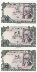 CRBS2146 TRIO CORRELATIVO BILLETES ESPAÑA 1000 PESETAS 1971 MBC+ - Bild 1 von 2