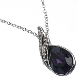 4.39 Ct Pear Cut Style Shape Purple Amethyst CZ 18K White Gold Plated Pendant - Picture 1 of 3
