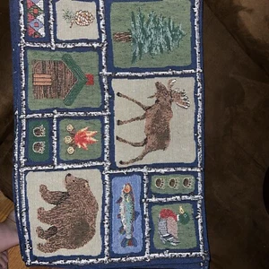 Set Of 11 Tapestry Placemats Fish Bear Duck Moose Cabin Or Lodge Decor 19”Lx11W - Picture 1 of 3