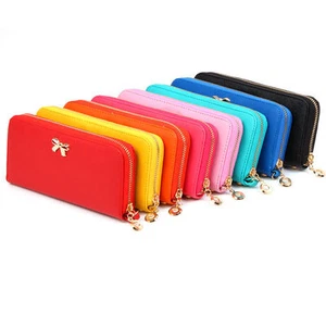 Women Lady Bowknot Faux Leather Clutch Wallet Long Coin card holder Purse Bag - Picture 1 of 28