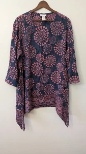 Soft Surroundings Tunic Top L / XL Boho Lagenlook Shark Bite Hem Pockets Relaxed - Picture 1 of 9