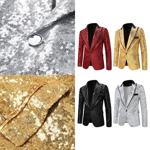 Men Coat Disco Outerwear Festival Jackets Evening Adult Party Stage Carnival - Picture 1 of 22