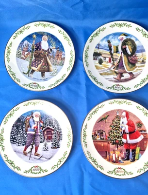 4 Platos de Papá Noel Victoriano Internacional Lenox Navidad 8" 1999-2002 Foto 1 de 4