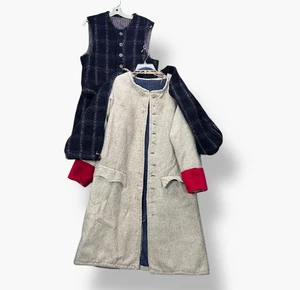 Vintage Reenactment Coat Vest Mens M/L 3 Piece Wool Outfit Jacket Plaid Cosplay - Picture 1 of 23