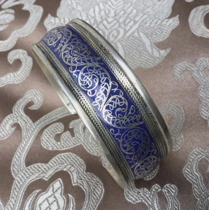 Brazalete de plata de Nepal con lapislázuli, filigrana hecho a mano - Imagen 1 de 2
