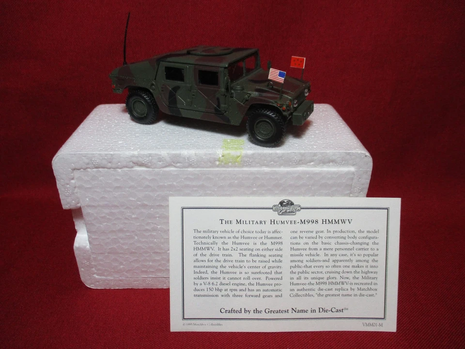 1:43 Military Humvee M998 HMMWV Hummer US Army Matchbox Diecast Model VMM01-M - Image 1 of 4