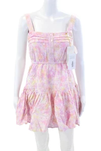 Sommerkleid Damen eckiger Ausschnitt Marta Ösen Batik Minikleid lila rosa Größe XS - Bild 1 von 5