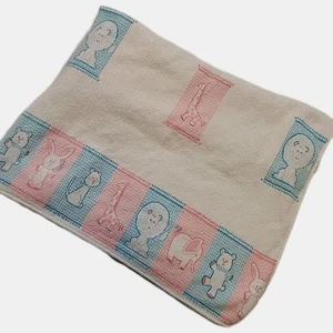 Manta Receptora Bebé Franela Algodón De Colección Blanca Rosa Azul Hospital Animales 24x40 - Imagen 1 de 8