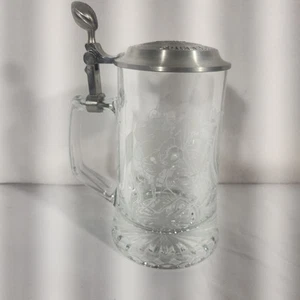 NFL VIDRIO CERVEZA PIEDRA HECHA EN Alemania tapa de peltre licencia oficial Grabado Blanco - Imagen 1 de 10