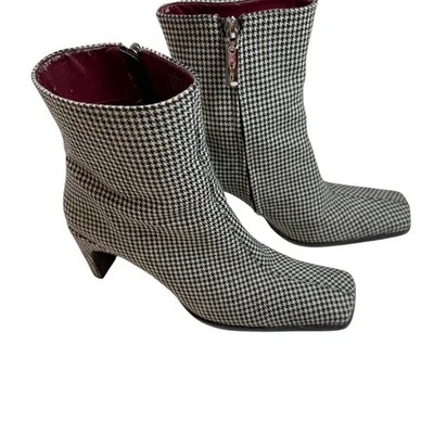 Enzo Angiolini Pata de Gallo Botines Punta Cuadrada Tacón Botines Retro Talla 7.5M Foto 1 de 4