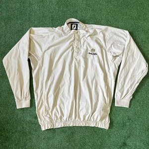 Footjoy Pullover Windbreaker Jacket Mens Medium Beige Elastic Waist 100% Nylon - Picture 1 of 8