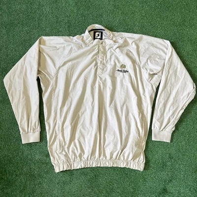 Footjoy Pullover Windbreaker Jacket Mens Medium Beige Elastic Waist 100% Nylon - Image 1 of 4