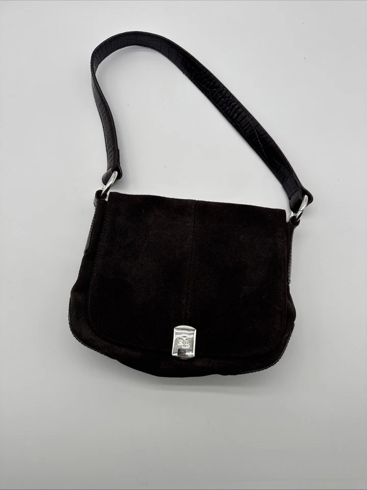 Ralph Lauren RLL Gamuza Marrón Bolso de Hombro Cartera Cartera Cierre Imán Foto 1 de 4