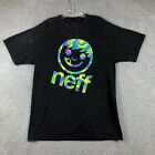 Neff Shirt Mens Large Black Neon Logo Short Sleeve Outdoor Casual Adult