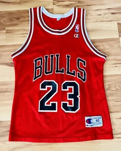 Michael Jordan Vintage Champion Jersey Red Chicago Bulls Original Sz 40 🌟Great - Picture 1 of 2