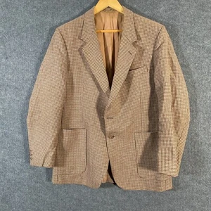 McGregor Suit Jacket Mens 2XL Brown Houndstooth Vintage 60s Wool Mohair Office - Picture 1 of 17