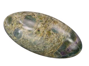 MA Prasiolite di quarzo verde con florite 4" Shiva lingam 4388K ab - Foto 1 di 1
