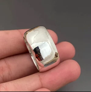 Zierlicher massiver 925 Sterlingsilber Ring 9 mm Handarbeit Statement Band für Herren & Damen - Bild 1 von 5