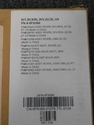 Dell 0FN360 Server Rail Kit R/V,2U,SL,V4 Right and Left Rail New in Box - Image 1 of 2