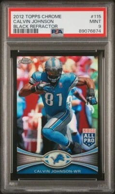 2012 Topps Chrome 115 Calvin Johnson Black Refractor #/299 PSA 9 Detroit Lions - Image 1 of 2