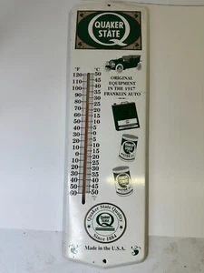 Termómetro de gas petróleo Quaker State publicidad vintage 24"x 8" - Imagen 1 de 10