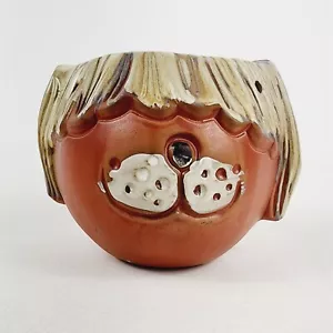 Vintage Menschen Liebhaber hängende niedliche Welpe Pflanzgefäß Vase zotteliges Hundegesicht - 4" hoch - Bild 1 von 8