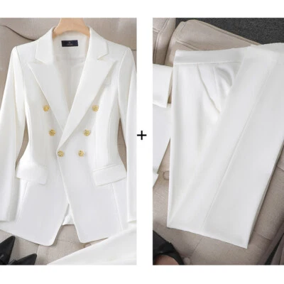 Mujer Trajes Blazer + Pantalón Acampanado Traje Oficina Dama Formal Trajes de Negocios 2 Piezas Foto 1 de 4