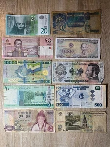 Collection of 10 Mixed World Banknotes Circulated Currency Foreign Paper Money - Picture 1 of 1