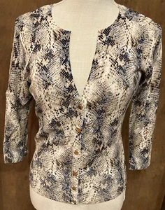 WHBM White House Black Market Women’s Size Small Cardigan Metallic Reptile Print - Picture 1 of 17