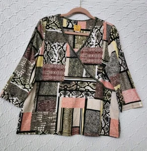 Damen Bluse Ruby Rd. 1x Multicolor Patchwork V-Ausschnitt guter Zustand  - Bild 1 von 7