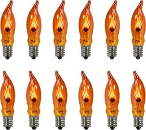 12Pcs Crystal Orange C18 Flicker Flame String Light Bulbs 1W 120V E12 Candelabra - Picture 1 of 12