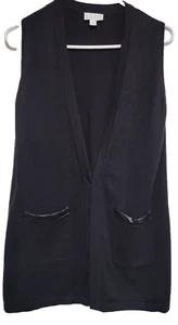 Joan River's Women's Sleeveless Black Open Cardigan Sweater Size S Pockets - Picture 1 of 9