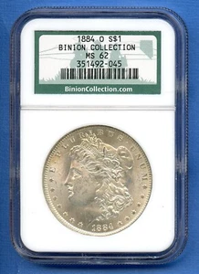 1884 O NGC MS62 Morgan Silver Dollar $1 US Mint 1884-O MS-62 Binion Collection - Picture 1 of 3