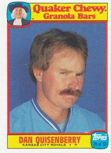 Dan Quisenberry 1986 Topps Quaker Chewy Granola Bars #29 Kansas City Royals card - Picture 1 of 1