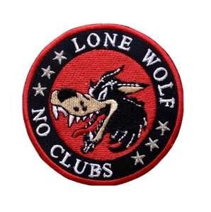 Embroidered Lone Wolf No Clubs Sew or Iron on Patch Biker Patch - Picture 1 of 1
