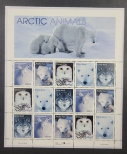 US Stamps Scott 3288 - 3292 3292a Arctic Animals Bear Wolf Fox Owl Rabbit Wolf - Picture 1 of 1