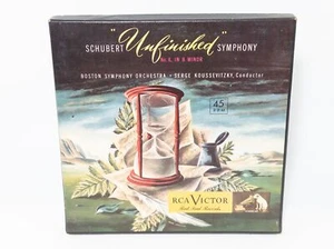 KOUSSEVITZKY - SCHUBERT UNFINISHED SYMPHONY 3X 45RPM 7" Red Vinyl Box Set, VG+ - Picture 1 of 7