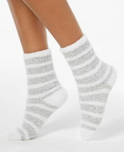 Charter Club Womens Size 9-11 Butter Super Soft Cozy Crew Socks Gray Striped $10 - Picture 1 of 4
