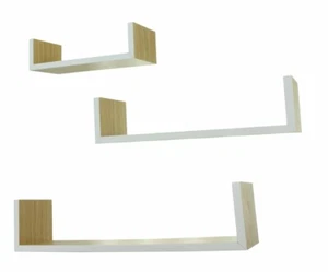 Wandregal Holzregal "Natur-Holz" Weiß im 3er Set - Bild 1 von 5