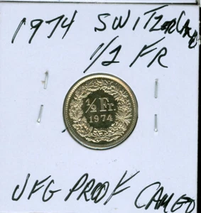 1974 SWITZERLAND 1/2 FRANC ULTRA FINEST PROOF ULTRA DCAM  GORGEOUS  . - Picture 1 of 2