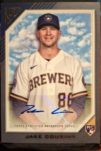 2022 Topps Gallery Jake Cousins SP Rookie RC Auto #RA-JC Milwaukee Brewers - Picture 1 of 2