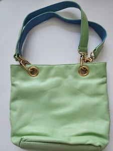 Apt 9 faux leather light green and blue handbag, gold tone accents - Picture 1 of 5