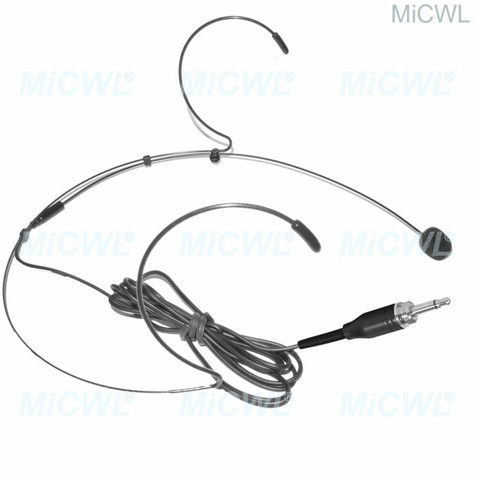 black headset microphone for wireless microphone beltpack 1/8" screw lock  - Image 1 of 1