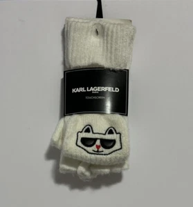 Karl Lagerfeld Paris Pantalla Táctil Guantes/Mitones Choupette Gato Blanco Tejido NUEVO - Imagen 1 de 8