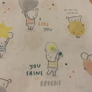 Liebe Stella Design Stoff Regenbogen Mäuse Sterne Herzen ""You Shine Bright"" weiß BTY - Bild 1 von 13