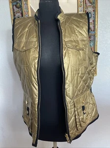 Ralph Lauren Reversible Black GOLD QUILTED VEST SzS Front Zip Gold Buttons & Zip - Picture 1 of 15