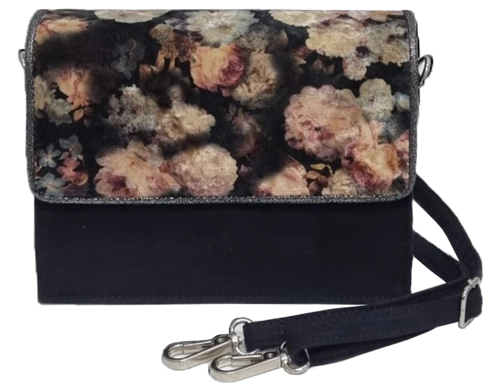 Ruby Shoo ADELAIDE Vintage BLACK FLORAL Velvet HANDTASCHE Box Bag Rockabilly - Bild 1 von 1